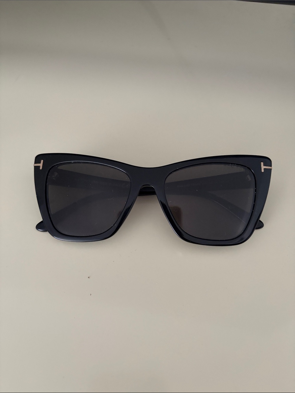 Tom Ford Poppy Black Square Cat-Eye Sunglasses with muted Gold Accents - Picture 1 of 4